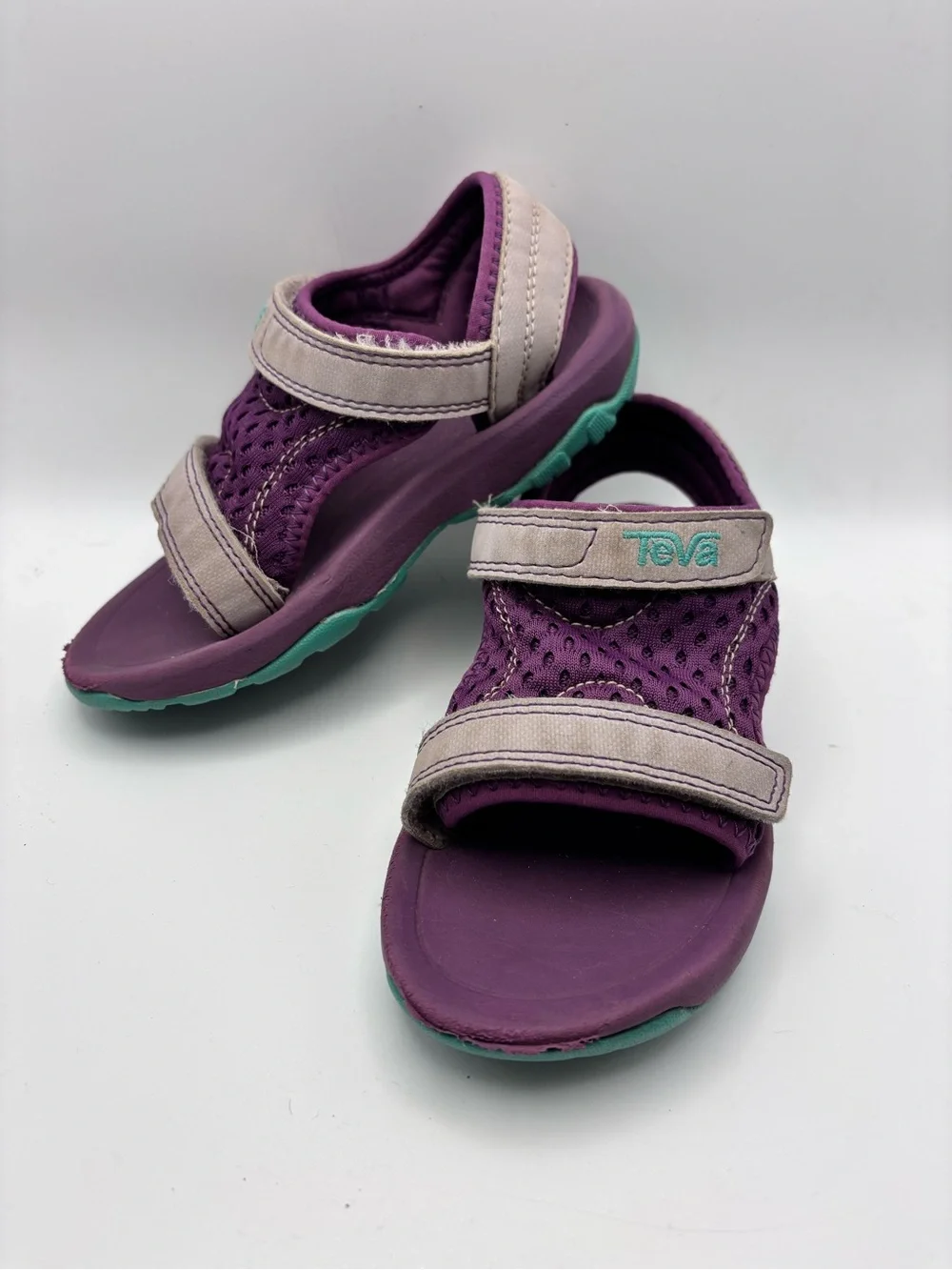 Teva Kids Purple and Cream Sport Sandals with Teal Accent